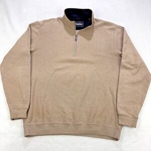 Straight Down Harrison Sweater Men L Beige 1/4 Zip Long Sleeve Golf Pullover